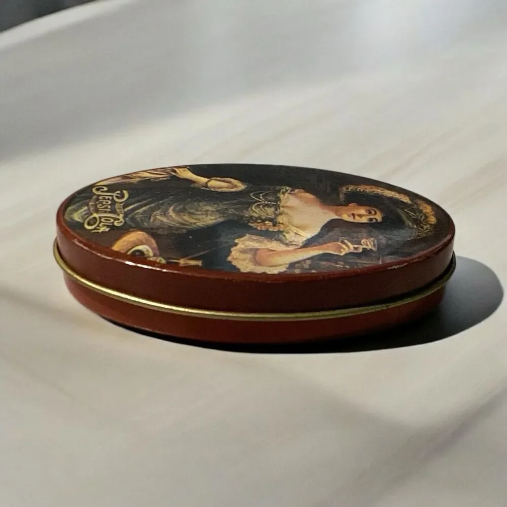 Pepsi Cola Oval Mini Tin Storage Box Victorian Lady Pill Jewelry Collection